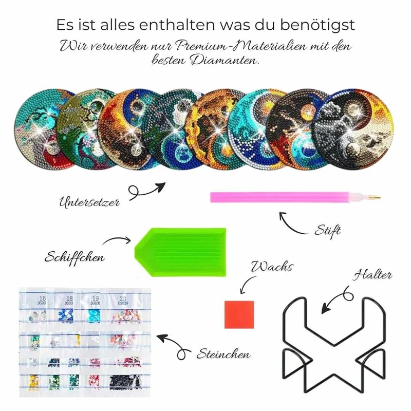 5D Diamond Painting Untersetzer Yin und Yang