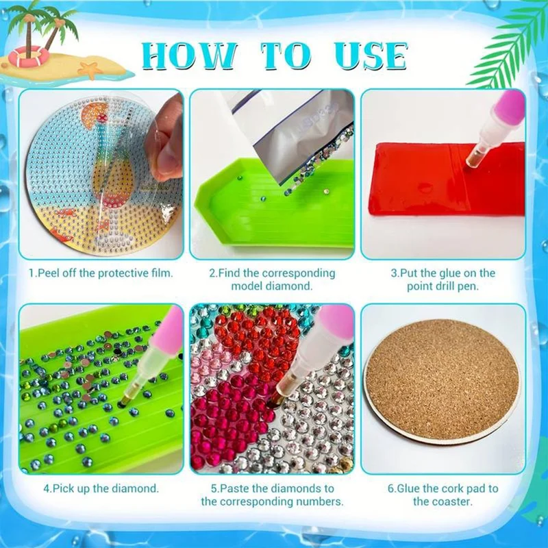 5D Diamond Painting Untersetzer Cocktail
