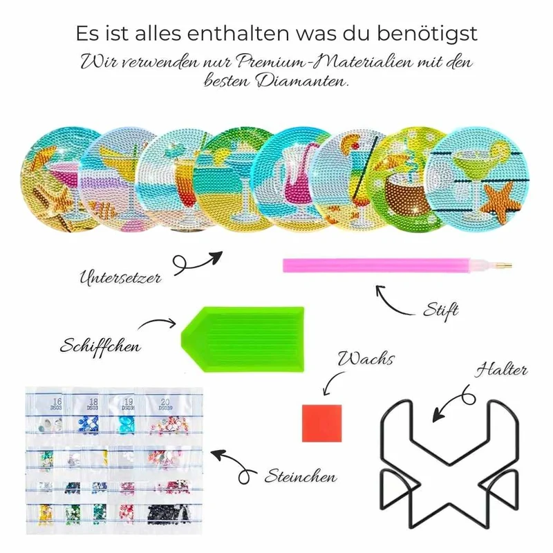 5D Diamond Painting Untersetzer Cocktail
