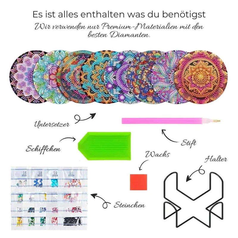 5D Diamond Painting Untersetzer Mandala