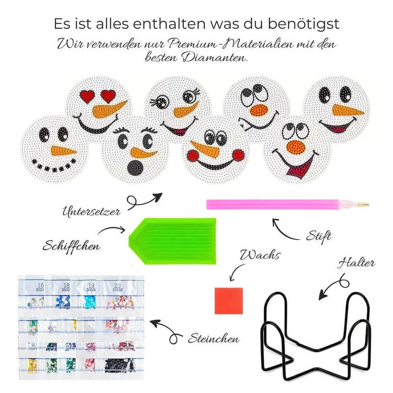 5D Diamond Painting Untersetzer Schneemänner