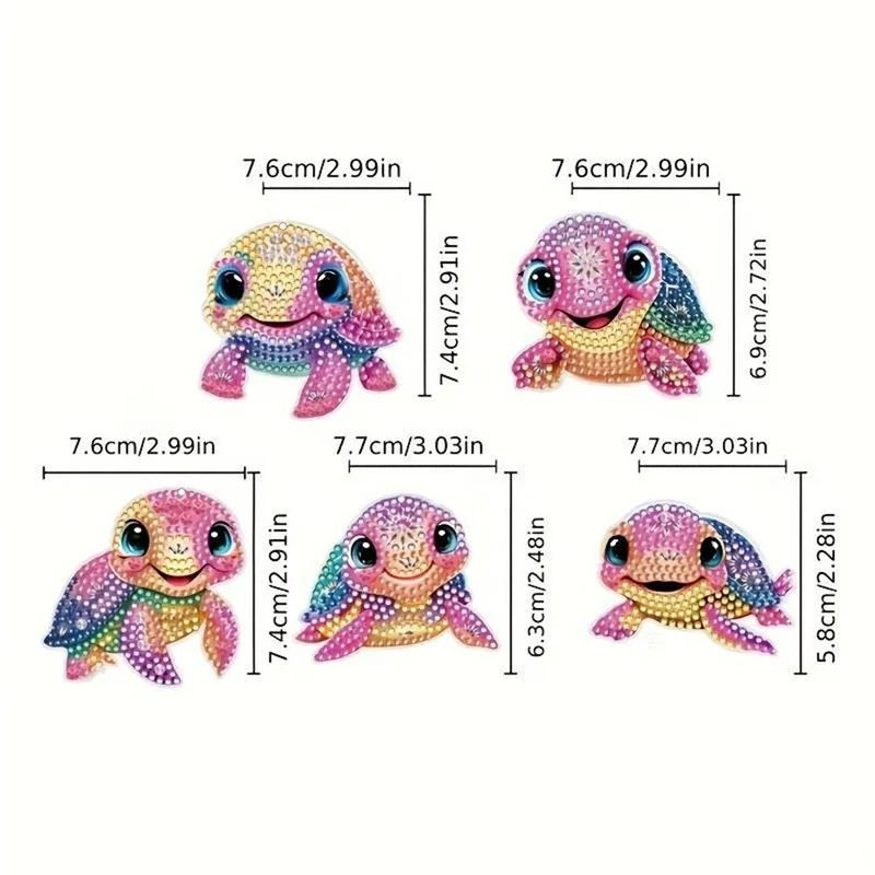 5D Diamond Painting Anhänger Schildkröten 5 Stück