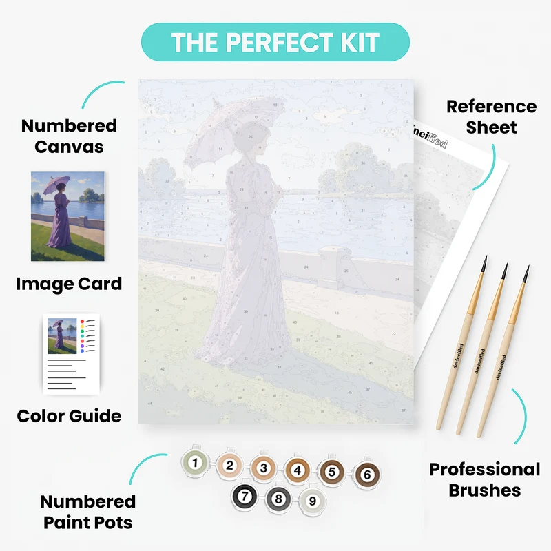 Violet Parasol by the River - Paint by Numbers Kit