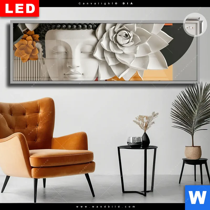 Leuchtbild Acrylglas Canvalight® DIA | Buddha - Zen & Lotus | Panorama