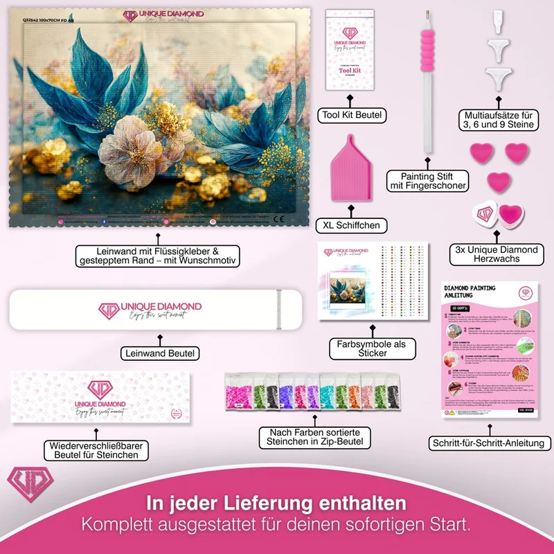 5D Diamond Painting – Blaue Blumen