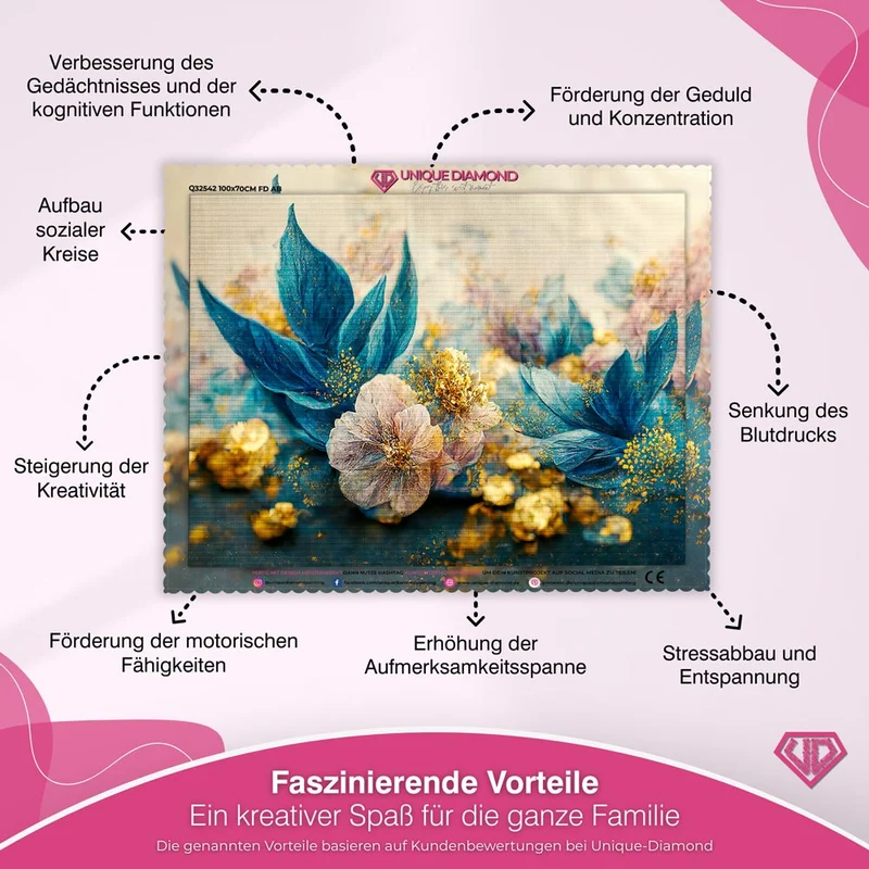 5D Diamond Painting – Blaue Blumen