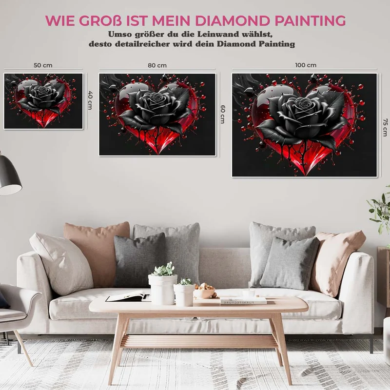 5D Diamond Painting – Black Rose With Heart