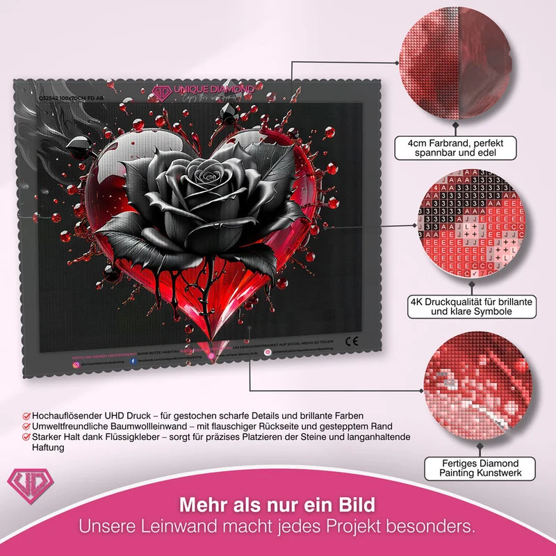 5D Diamond Painting – Black Rose With Heart