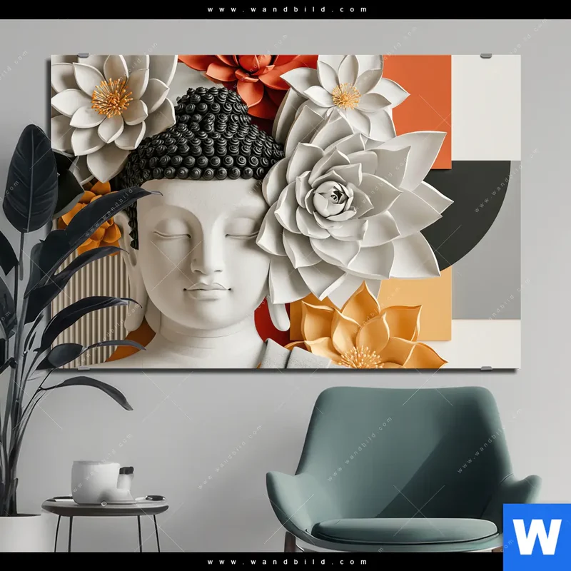 Alu-Dibond Bild | Buddha - Zen & Lotus | Querformat