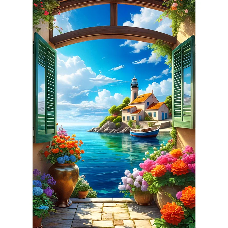 5D Diamond Painting – Leuchtturm Blick