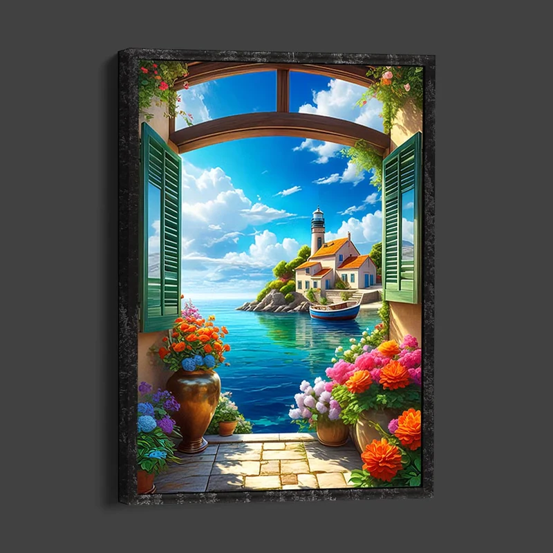 5D Diamond Painting – Leuchtturm Blick