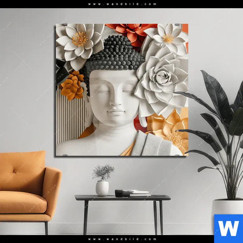 Acrylglasbild | Buddha - Zen & Lotus | Quadrat