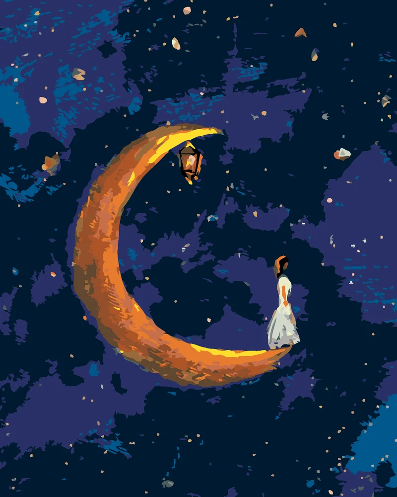 Diamond painting - FRAU AUF DEM MOND STEHEND