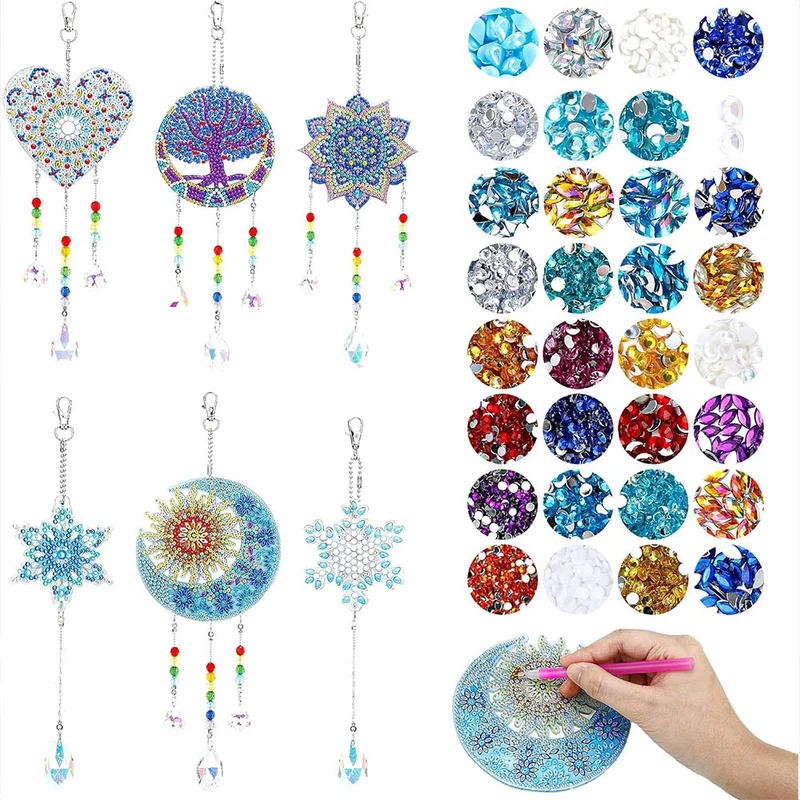 5D Diamond Painting Kristall-Windspiele – Mega-Set mit 6 funkelnden Motiven