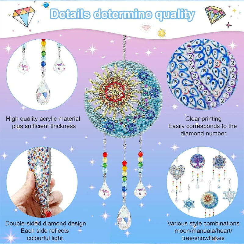5D Diamond Painting Kristall-Windspiele – Mega-Set mit 6 funkelnden Motiven