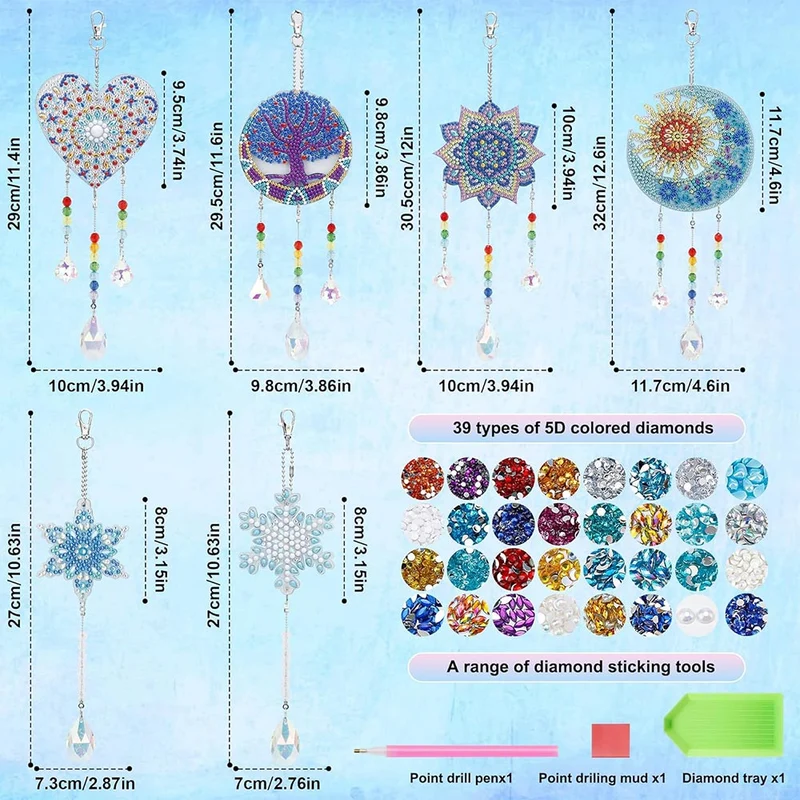 5D Diamond Painting Kristall-Windspiele – Mega-Set mit 6 funkelnden Motiven