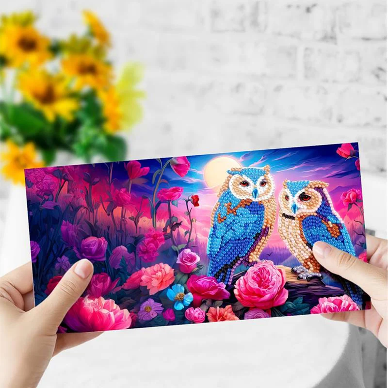 5D Diamond Painting Grußkarten - Eulen 12 Stück