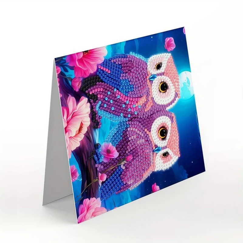 5D Diamond Painting Grußkarten - Eulen 12 Stück