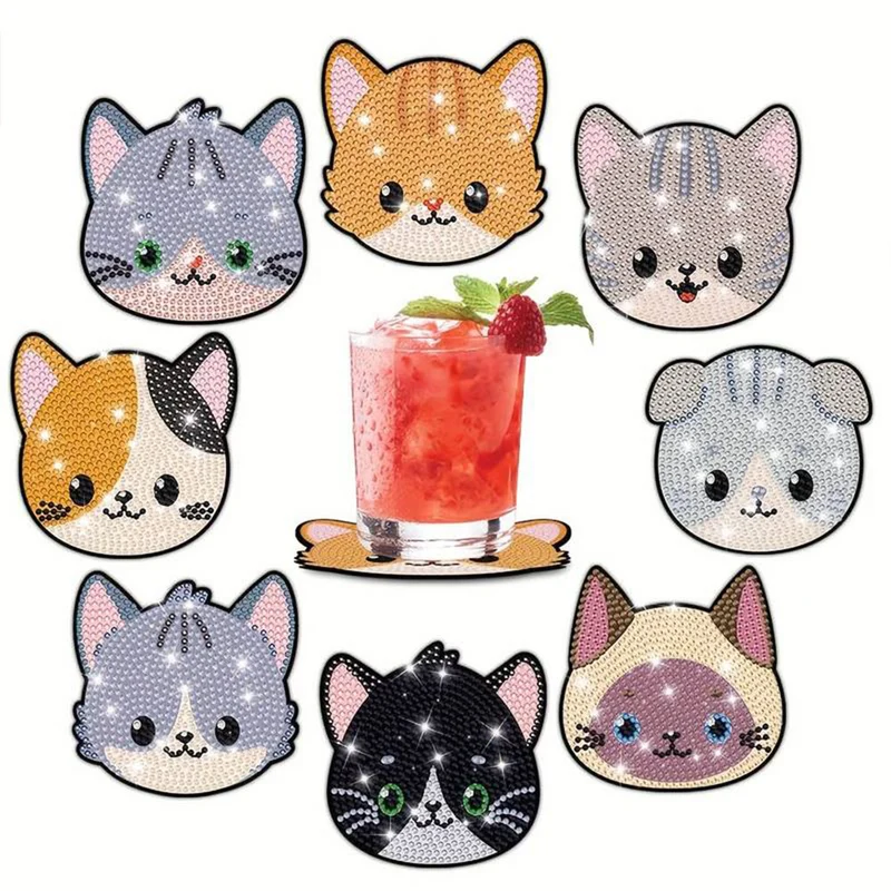 5D Diamond Painting Untersetzer Katzen