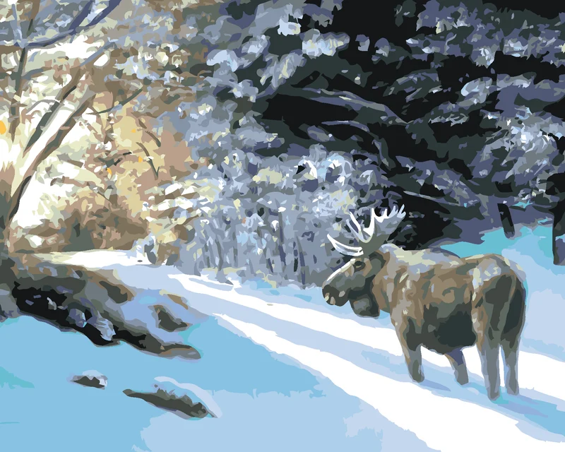 Diamond painting - ELCH IM VERSCHNEITEN WALD (D. RUSTY RUST)