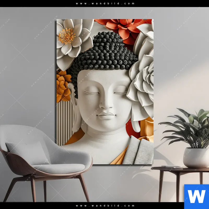 Aluminiumbild gebürstet | Buddha - Zen & Lotus | Hochformat