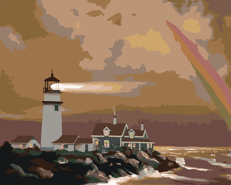 Diamond painting - LEUCHTTURM AUF EINER LANDZUNGE AUF BRAUNEM HINTERGRUND (D. RUSTY RUST)