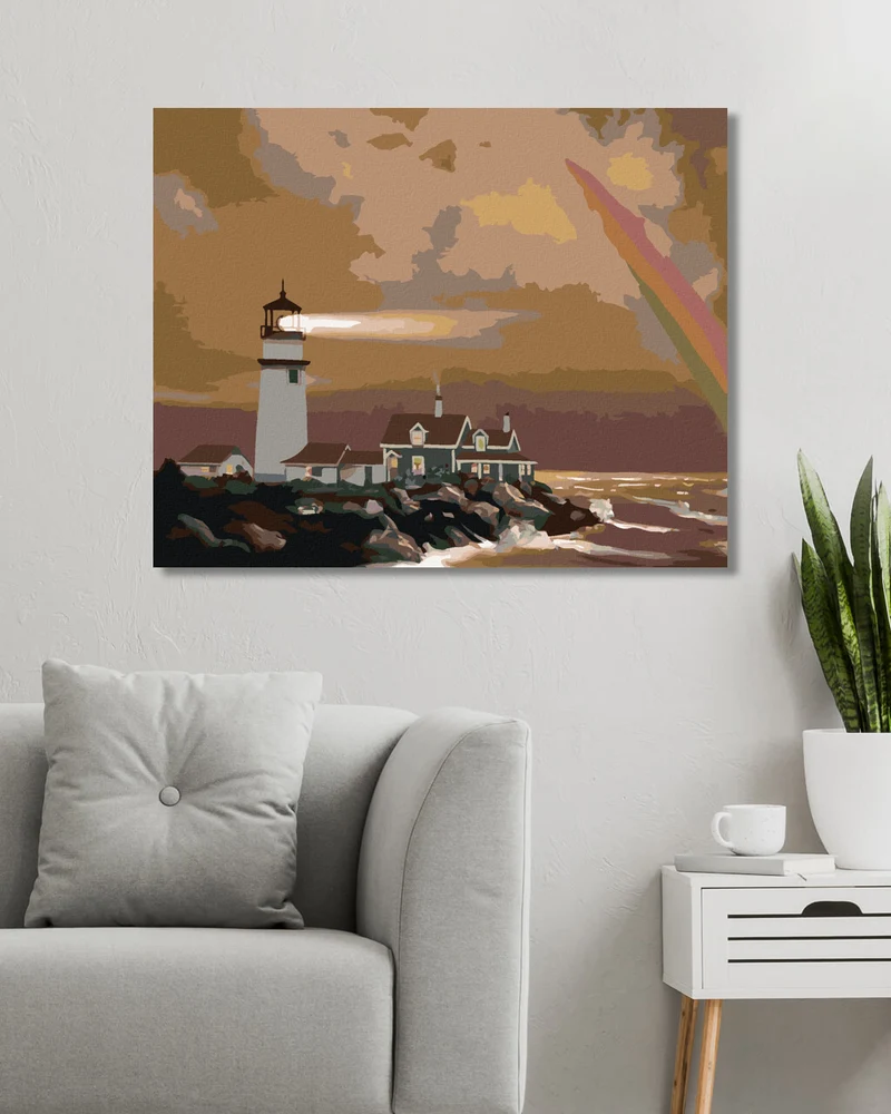 Diamond painting - LEUCHTTURM AUF EINER LANDZUNGE AUF BRAUNEM HINTERGRUND (D. RUSTY RUST)