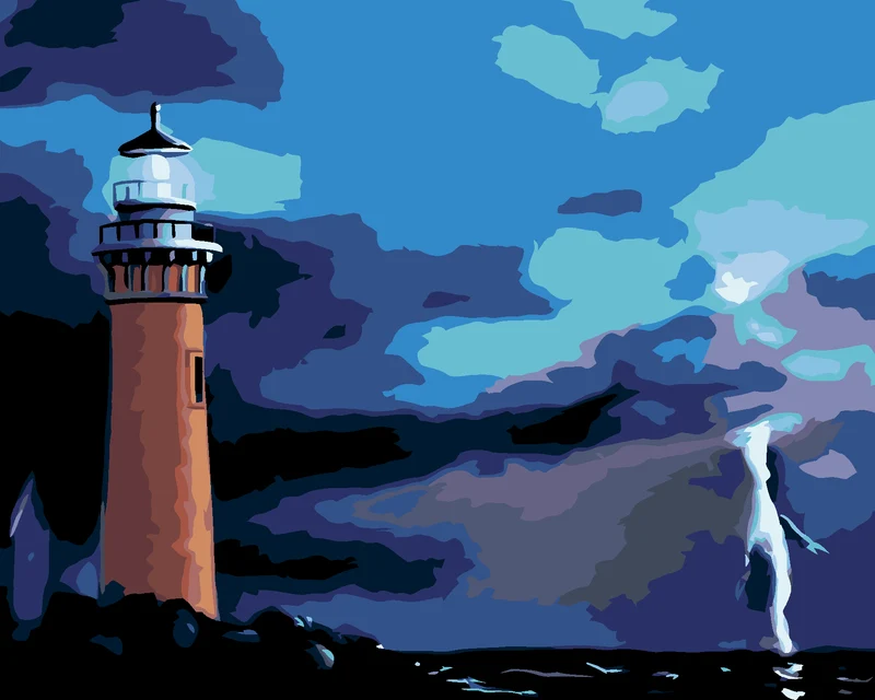 Diamond painting - LEUCHTTURM UND STURM (D. RUSTY RUST)