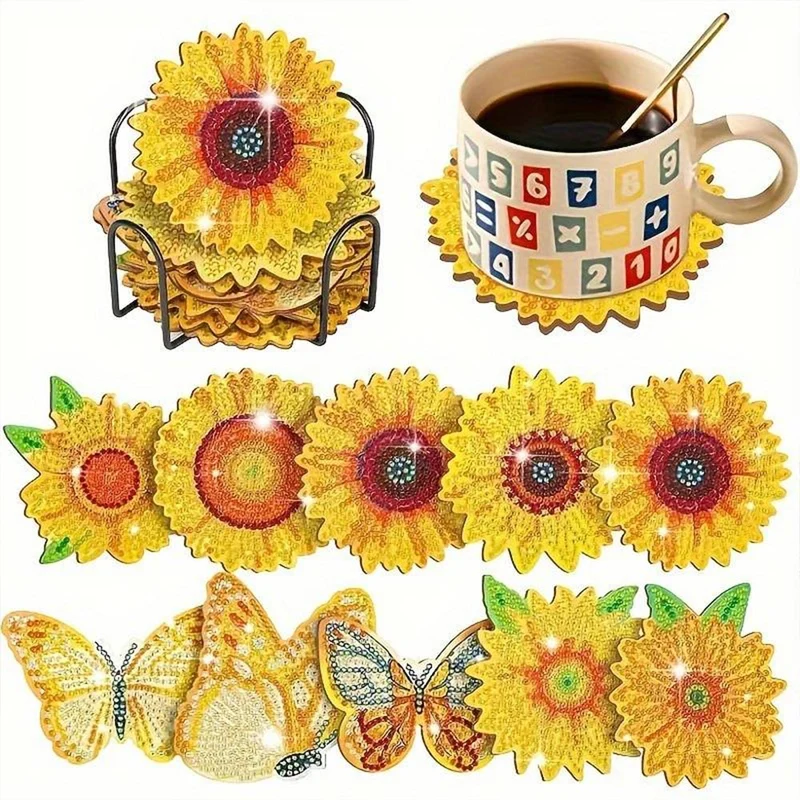 5D Diamond Painting Untersetzer Sonnenblumen 10 Stück