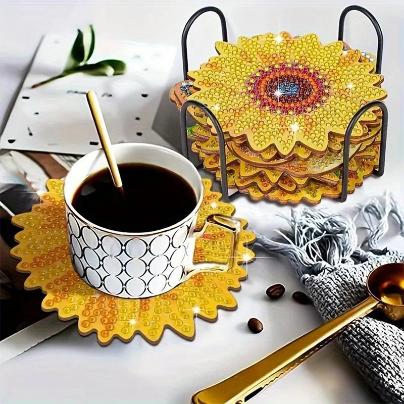 5D Diamond Painting Untersetzer Sonnenblumen 10 Stück