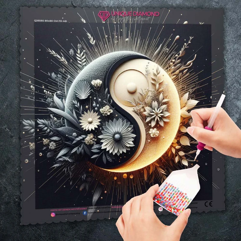5D Diamond Painting – Yin und Yang Blumen