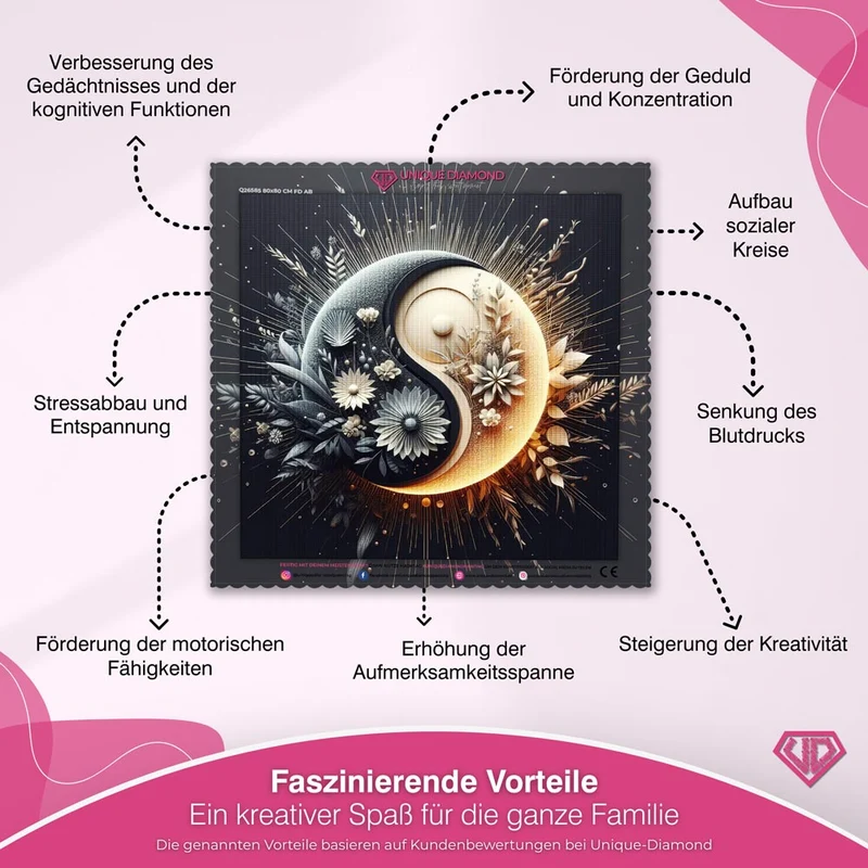 5D Diamond Painting – Yin und Yang Blumen