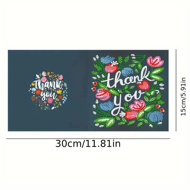 5D Diamond Painting Grußkarten - Thank You 12 Stück