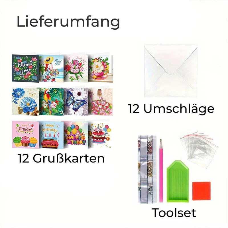 5D Diamond Painting Grußkarten - Thank You 12 Stück