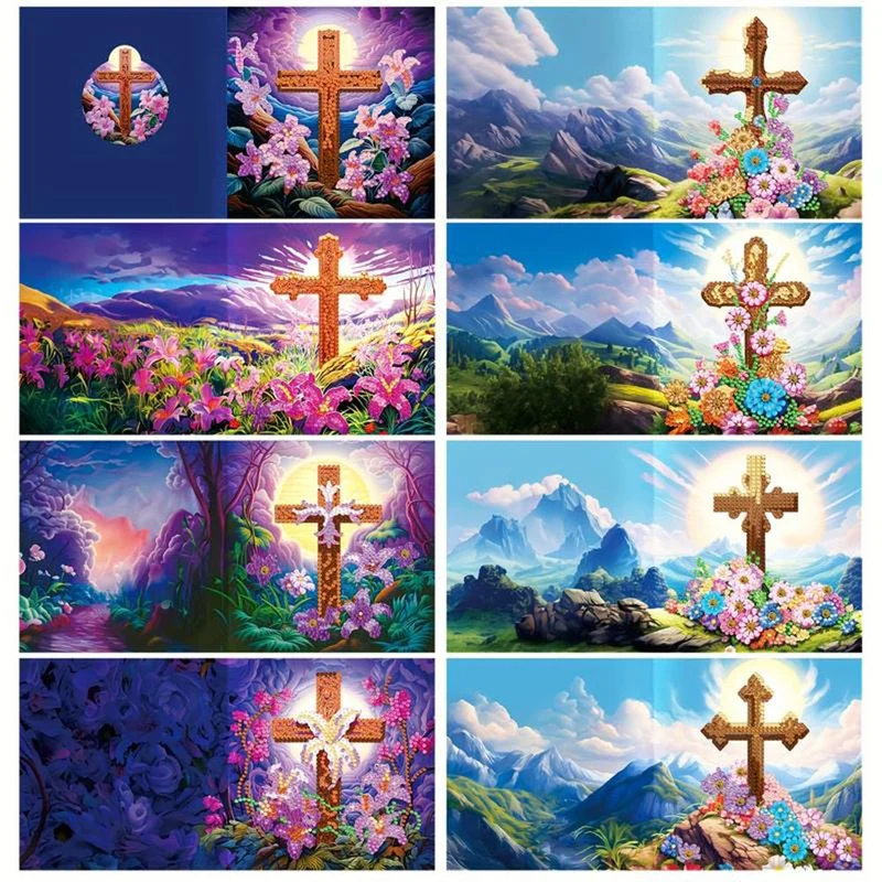 Diamond Painting Grußkarten Kreuz 8 Stück