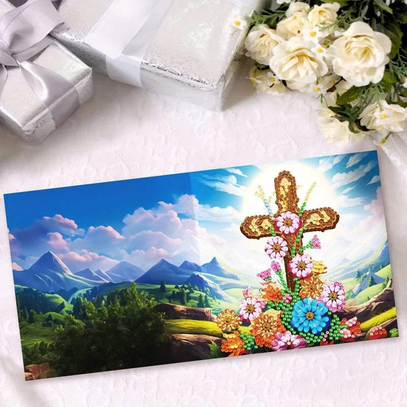 Diamond Painting Grußkarten Kreuz 8 Stück