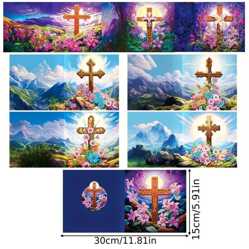 Diamond Painting Grußkarten Kreuz 8 Stück