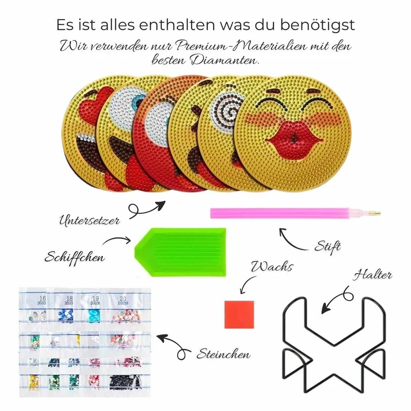 5D Diamond Painting Untersetzer Emoji