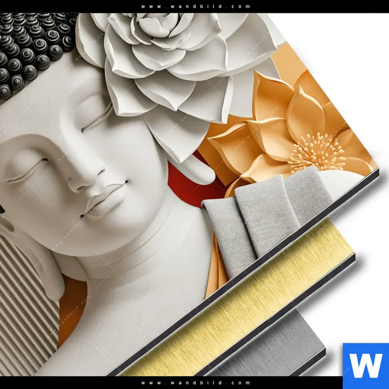 Aluminiumbild gebürstet | Buddha - Zen & Lotus | Quadrat