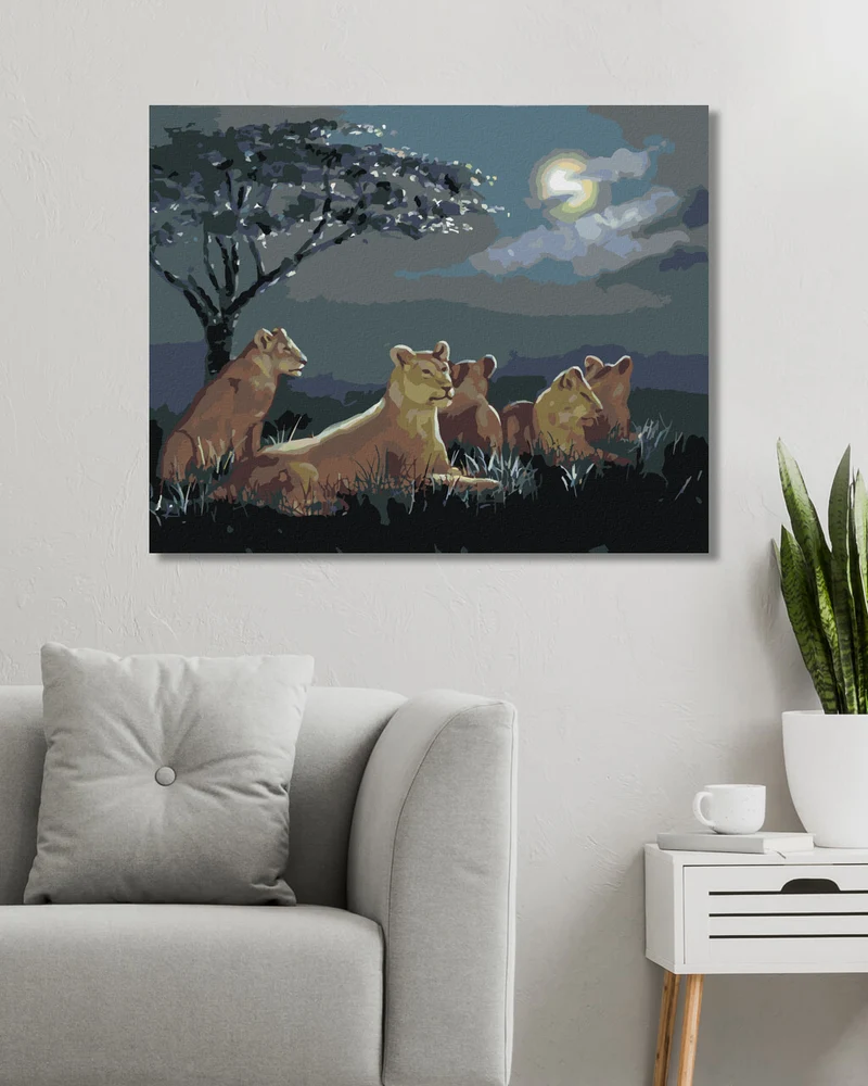 Diamond painting - LÖWIN NACH DER DÄMMERUNG (D. RUSTY RUST)
