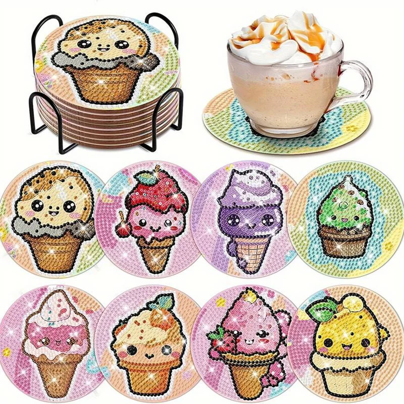5D Diamond Painting Untersetzer Lustige Eiswaffeln
