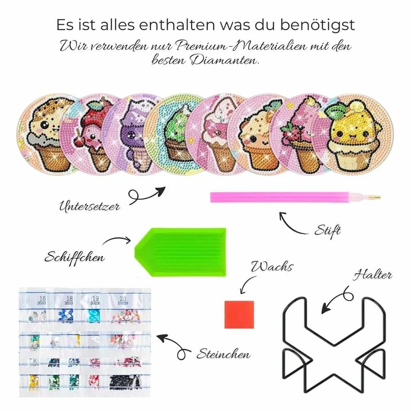 5D Diamond Painting Untersetzer Lustige Eiswaffeln