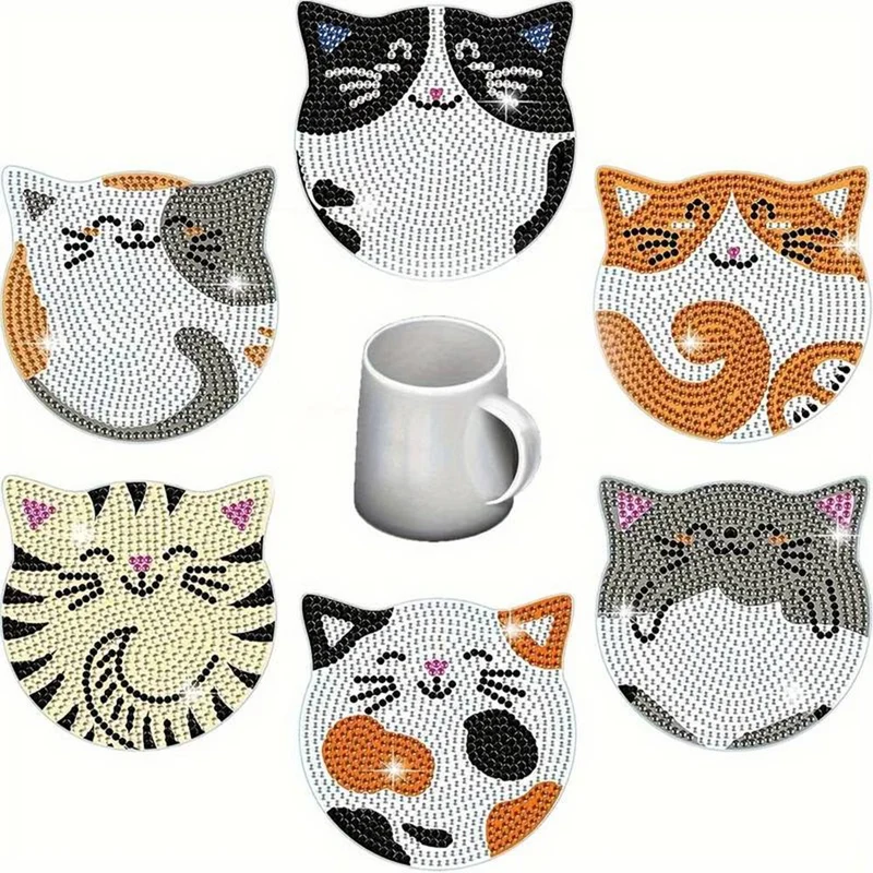 5D Diamond Painting Untersetzer Katzen