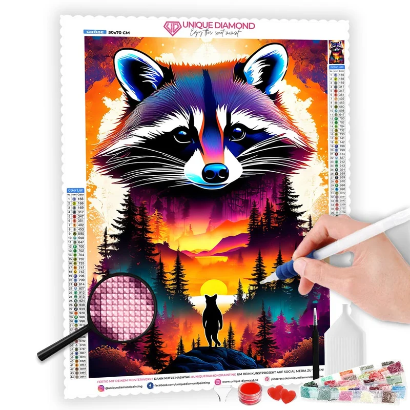 5D Diamond Painting – Waschbär
