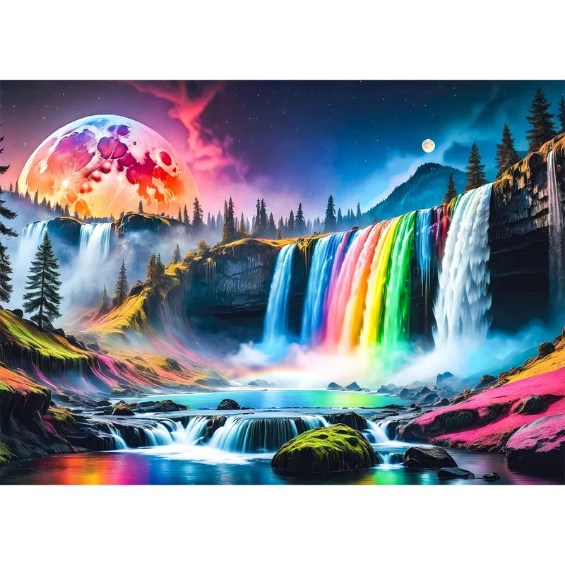 5D Diamond Painting – Colourful Waterfall