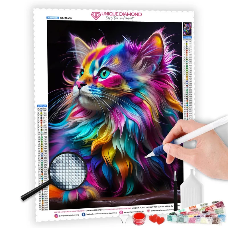 5D Diamond Painting – Colourful Cat