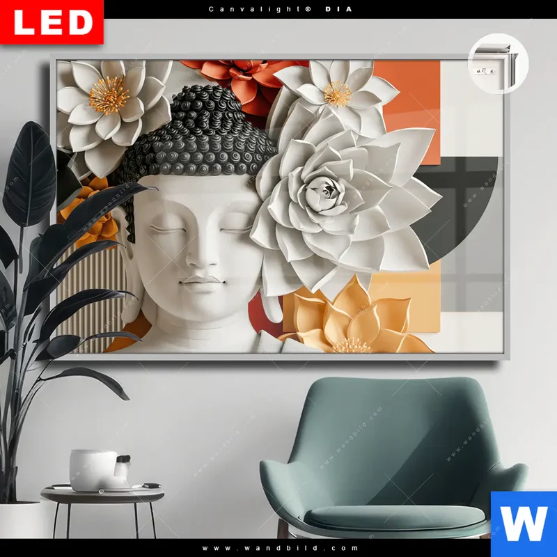 Leuchtbild Acrylglas Canvalight® DIA | Buddha - Zen & Lotus | Querformat