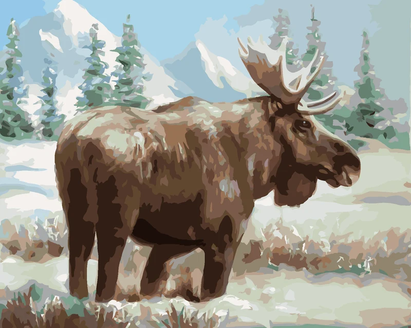 Diamond painting - ELCH AUF EINER VERSCHNEITEN WEIDE (D. RUSTY RUST)
