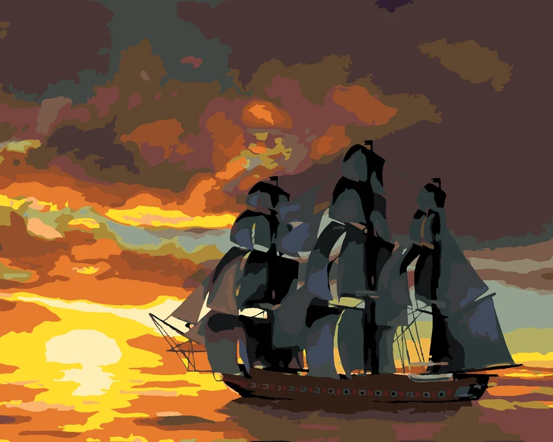 Diamond painting - BOOT BEIM SONNENUNTERGANG (D. RUSTY RUST)