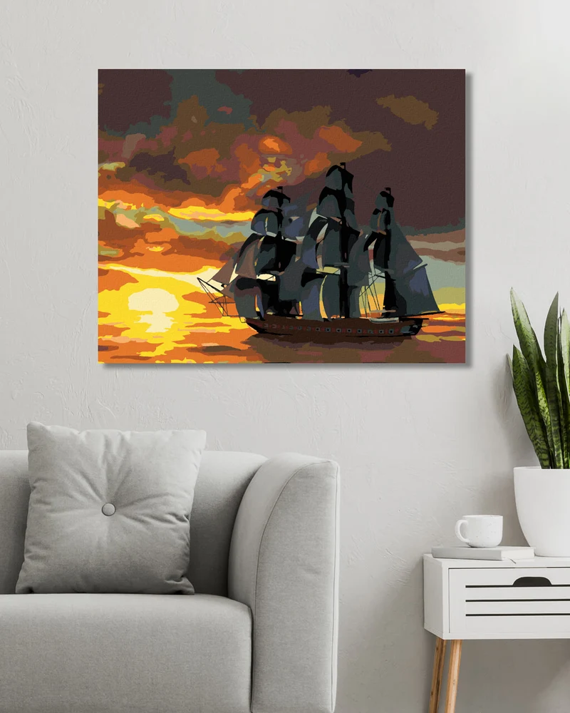 Diamond painting - BOOT BEIM SONNENUNTERGANG (D. RUSTY RUST)